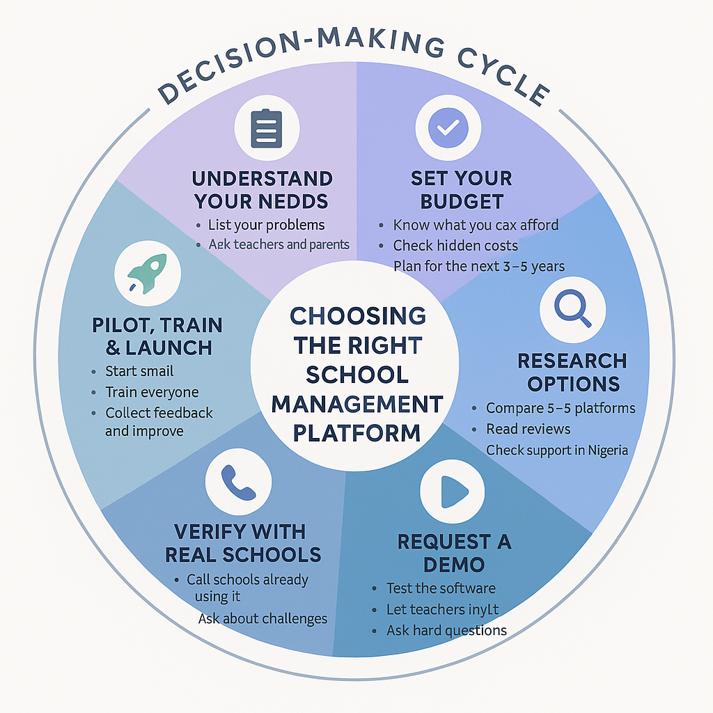 Infographic guide for choosing the right school management platform in Nigeria